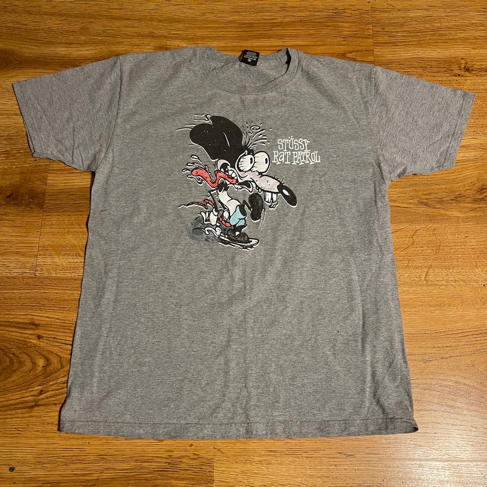 Stussy Rat Patrol T Shirt Size Large Gray RARE
